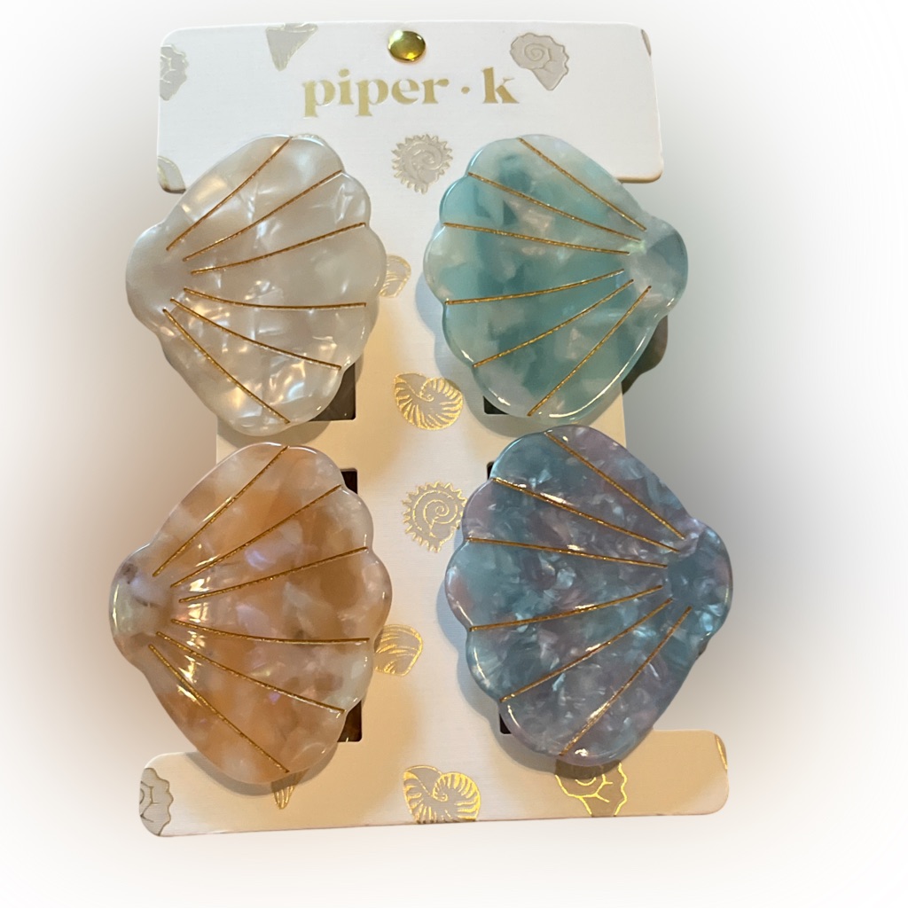 Nwt Pastel Seashellhair Claw Clip Set Of 4- Piper K Sea Shell Hair Clips